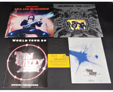 Thin Lizzy - United Tour signed programme, with signatures from Philip Lynott, Scott Gorham and Brian Robertson, ticket for t
