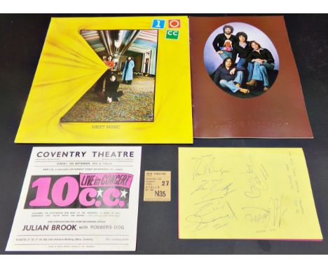 10cc - signed back of a Greenslade poster, signatures from Eric Stewart, Lol Creme, Graham Gouldman, Kev Godley and Paul Burg