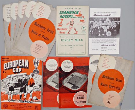 1957/58 Manchester United European Cup football programmes to include Dukla Prague x 2, Shamrock Rovers home/away, Red Star B