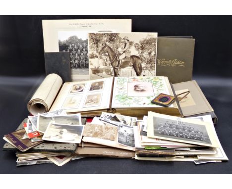 A mixed collection to include a late 19th / early 20th century photo album with clasp, framed family portrait, writing album,