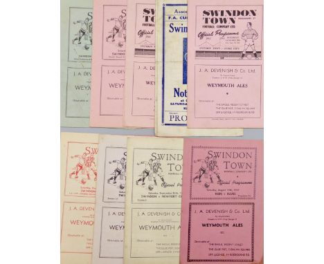 1947/48 Swindon Town home football programmes to include Reds v Blues, Newport County, Port Vale, Ipswich town, Aldershot, St