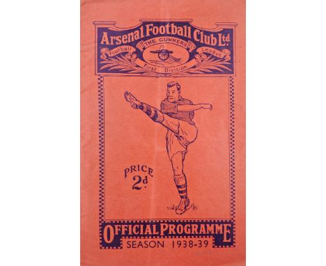 1938/39 Arsenal v Manchester United, football programme, April 15th 1939, season ticket application to centre, light vertical