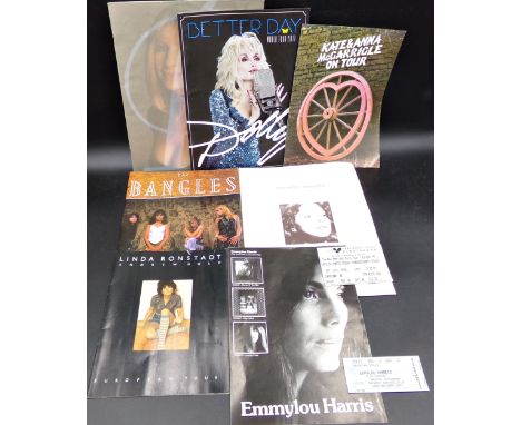 Collection or tour programmes - Linda Ronstadt European Tour x 2 with ticket, Kate &amp; Anna McGarrigle On Tour x 2 with tic