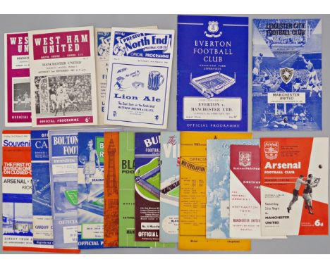 Collection of Manchester United 1960s away football programmes to include West Ham United 1960, Cardiff City 1960, Blackburn 