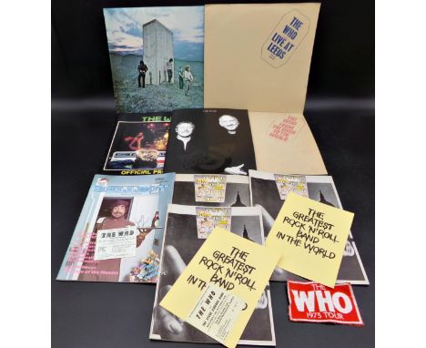 The Who - Collection relating to The Who to include 3 x 1975 programme, two folding record sheets, ticket for New Bingley Hal