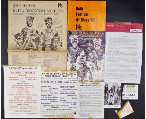 Bath Festival of Blues - programmes, ticket stubs, posters and further ephemera for 1969 and 1970, bands include Led Zeppelin