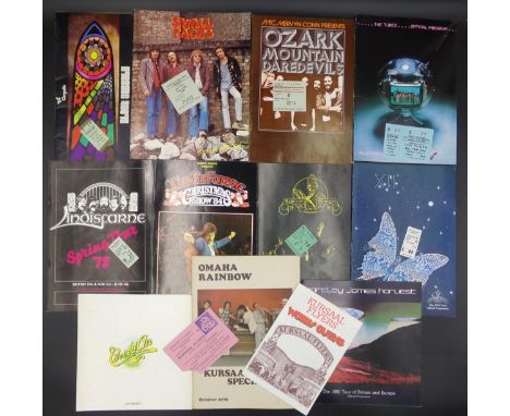 Collection of tour programmes - rare Black Sabbath 1971 with Bristol ticket, Small Faces 1977 with ticket, Ozark Mountain Dar
