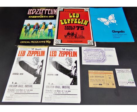 Led Zeppelin - programme, ticket and two posters / flyers for the Colston Hall concert 1969, programme, ticket and seating pl