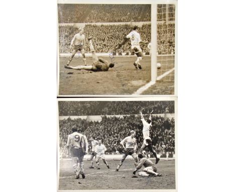 Two signed professional photographs from the FA Cup final 1969 Swindon Town v Arsenal, signed by R Smart, R Wilson and D Cour
