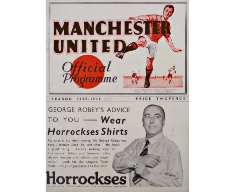 1935/36 Manchester United v Bradford, football programme, April 11th 1936, No 22, light staple bleeds, light pencil mark to f