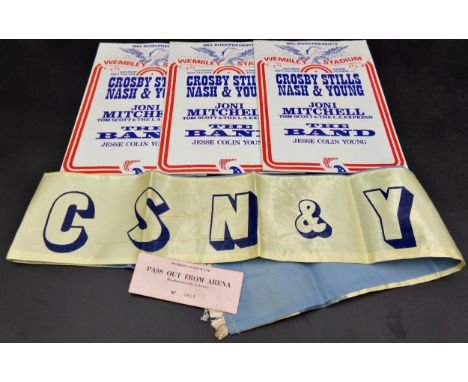 Crosby Stills Nash &amp; Young - three programmes for 1974 Wembley Stadium with Joni Mitchell &amp; The Band, with CSN&amp;Y 
