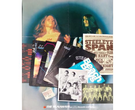 Collection of tour programmes - Eric Clapton - Just One Night with ticket, The Runaways 1977 poster with ticket, Steely Dan 1