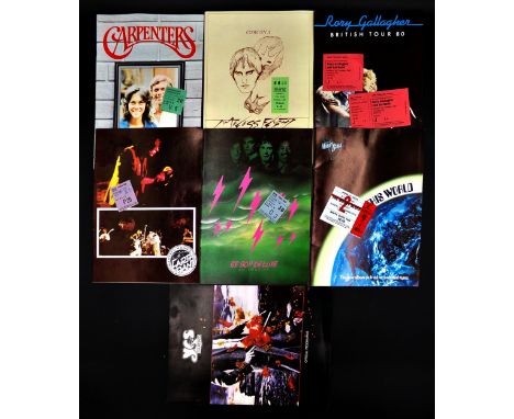Collection of tour programmes - The Carpenters 1976 with Bristol ticket, Steve Harley Cockney Rebel 1976 and ticket, Rory Gal