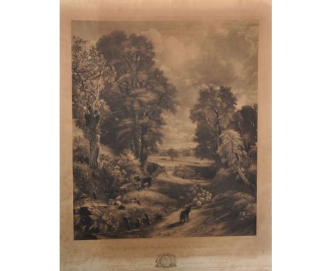 David Lucas (1802-1881) British after John Constable (1776-1837) British. "The Watering Hole", Mezzotint, Unframed, 22.5" x 1