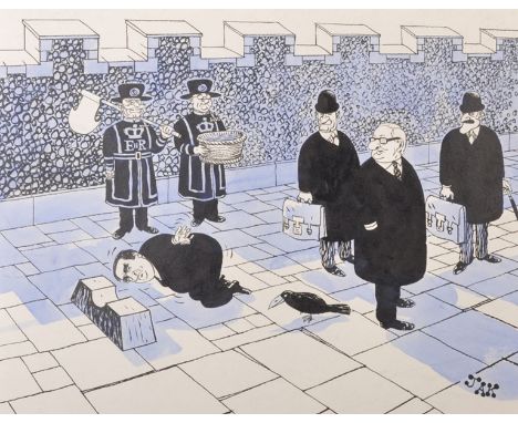 Raymond Jackson 'JAK' (1927-1997) British "I'm sorry Dennis, but it's one of the IMF's conditions", Ink and Blue on Board, Un