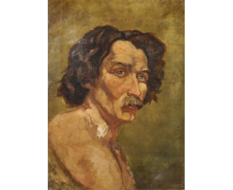 Francis David ("Frank") Millet (1846-1912) American. Portrait of a Man with a Moustache, Oil on Canvas, Signed on the reverse
