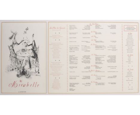After Paul Brusset (1909-1985) French. "Mirabelle, London", The Menu, Print, 15" x 30.75".