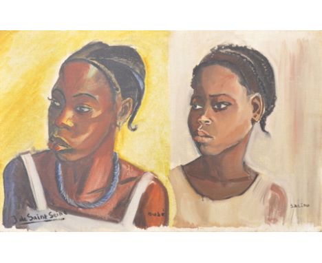 Jacques de Saint-Seine (1897-1972) French. "Ouse and Saliou", a Portrait of Two African Women, Oil on Canvas, Signed and Insc