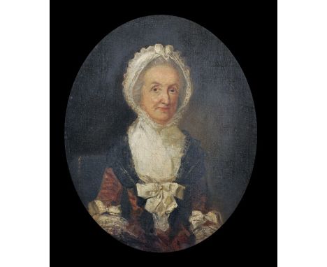 18th Century English School. Portrait of "Anne Wyersdale (1693-1780)", Wearing a Brown Dress with a Black Shawl and a White B