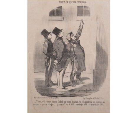 After Honore Daumier (1808-1879) French. "Tout Ce Qu'on Voudra (All You Want)", Print, 12" x 9", and another Print, two (2).