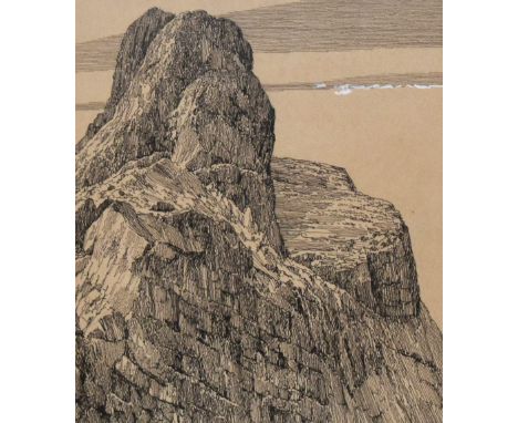 Alfred Wainwright (1907-1991, British), pen and ink, 'Sgurr Dearg: An Stac', The Inaccessible Pinnacle, Black Cuillin, Isle o