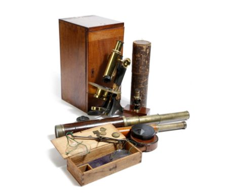 A 19th century brass and leather 1 3/4 in four draw telescope by Dollond, the shaft inscribed 'Dollond London', 'H. P. Davies
