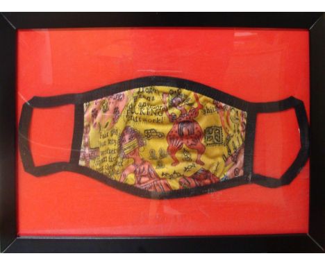 GRAYSON PERRY (British, b.1960) 'We'll Catch it on the Beaches', face covering, 13cm x 28cm. 