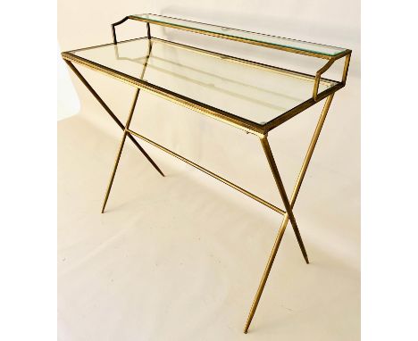 DESK, Maison Jansen style, gilt metal frame with inserted glass top and shelf, 87cm high, 95cm wide, 42cm deep. 