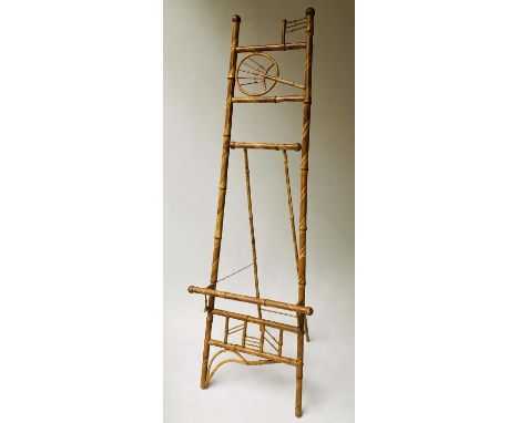BAMBOO EASEL, 19th century aesthetic framed with asymmetric motif and ledge, 57cm x 169cm H. 