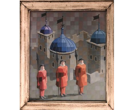 JAMES HOOPER 'The Tower of London', gouache, with label verso, 40cm x 34cm, framed. 