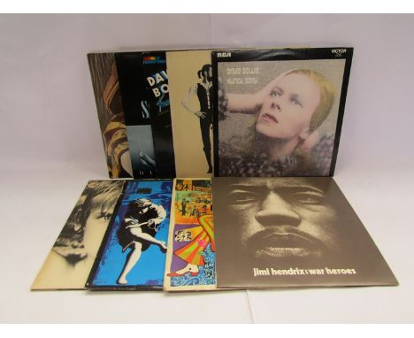 Eight assorted LPs including David Bowie, Jimi Hendrix, U2, The Beatles, Guns N Roses, Sade, Fleetwood Mac and Simply Red (me