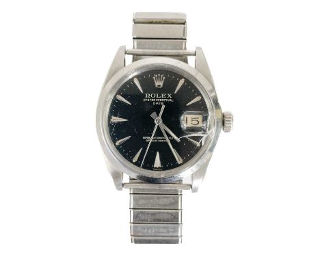 ROLEX - A 1960's Rolex Oyster Perpetual Date Chronometer gentleman's wristwatch. Ref. 1500, the 29mm signed black inscribed S