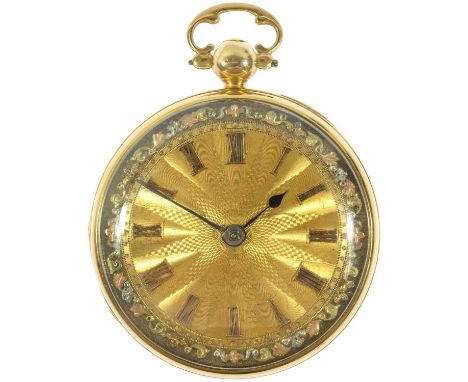 A William IV 18ct gold cased fusee pocket watch by Forrest & Co Edinburgh. The movement with plain balance cock with gem set 