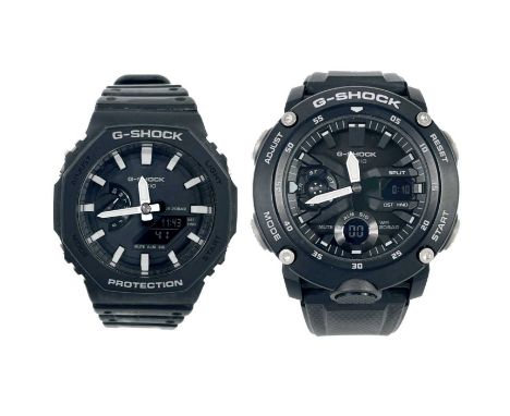 Two G-Shock Casio gentleman's quartz wristwatches, models 5611 & 5590  Ref GA-2100-1AER, and GA-200S-1AER, with box and paper