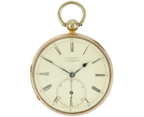 An early Victorian silver gilt chronometer pocket watch by Cade & Robinson.  The key wind fusee movement with spring detent e