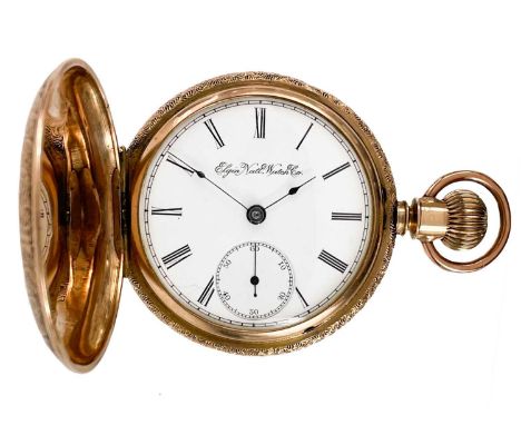 An Elgin National Watch Co. 14ct rose gold cased crown wind full hunter pocket watch.  The movement signed and numbered 45613