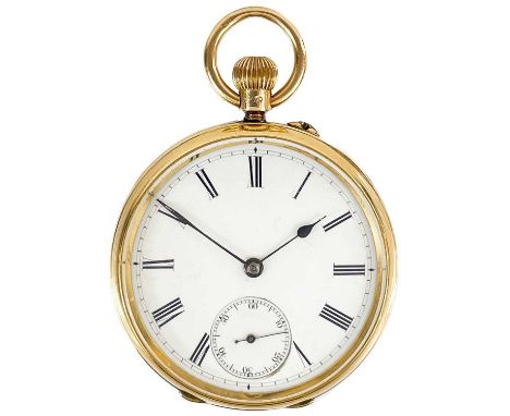 A Victorian 18ct gold cased crown wind lever pocket watch by Goldsmiths Company London. The three quarter plate movement sign