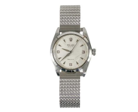 A Rolex Oyster Precision gentleman's stainless steel wristwatch, circa 1953.  The signed 27mm white dial with 3, 6, 9 Arabic 