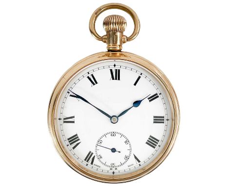 A 9ct rose gold cased crown wind lever escapement pocket watch. The 15 jewel Swiss movement signed GLOBE WATCH Co. SWISS, the