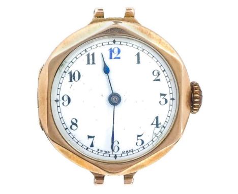 The 9ct manual wind wristwatch with 20mm white dial, the 15 jewel movement and inner case inscribed VISIBLE, Birmingham impor