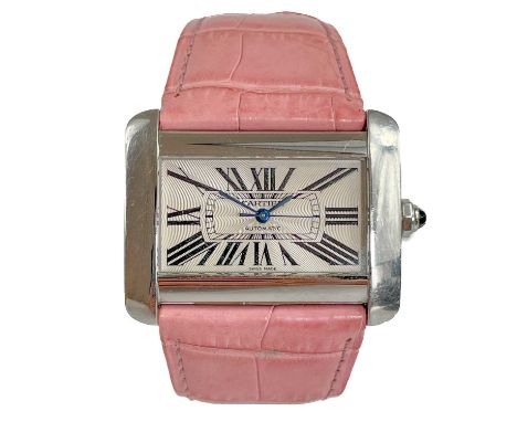 A Cartier Tank Divan stainless steel automatic wristwatch, ref. 2612. With signed 28mm silvered dial, sapphire set crown, Car