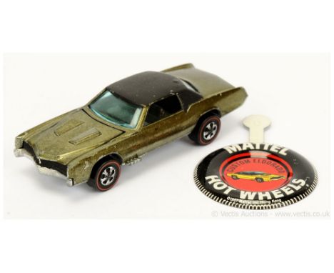 Hot Wheels (Mattel) Redline - 6218 Custom El Dorado - metallic olive, black hood - Good (does have some pitting around edges 