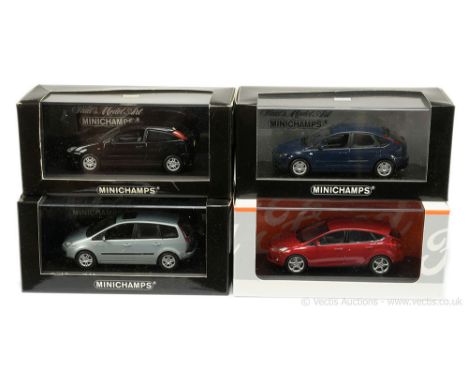 Minichamps (1/43 Scale) - a group of Ford Focus Models (1) - (1998) - black; (2) 2003 C-Max - silver (Ltd 1008); (3) - (2004)