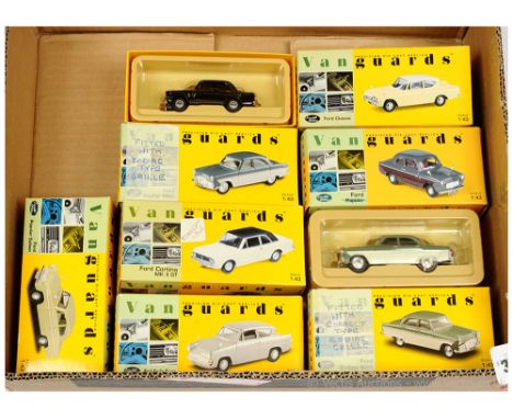 Vanguards - a group of (1/43 Scale) Ford mainly (Code 3) Models to include Cortina (Mark 2) Convertible; Zodiac two-tone; Ang