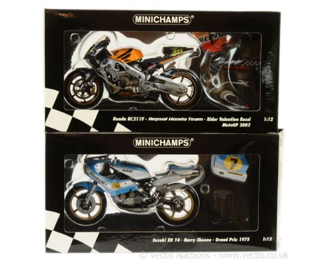 Minichamps (1/12 Scale) - "Valentino Rossi" - a pair - (1) 122027146 Honda RC211V "Repsol Honda Team" - "Moto GP 2002" and (2