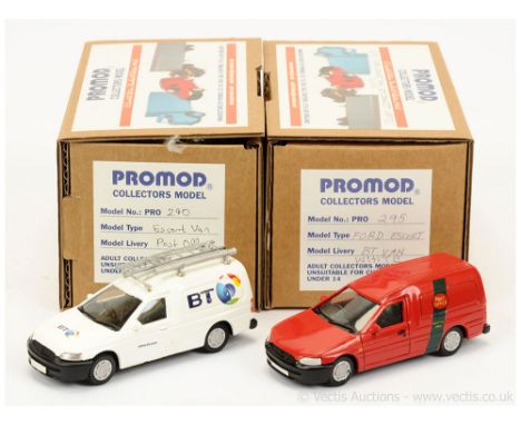 Promod - a pair of white metal Ford Escort Vans to include (1) "Post Office" - red, green, yellow and (2) "BT" - white, green