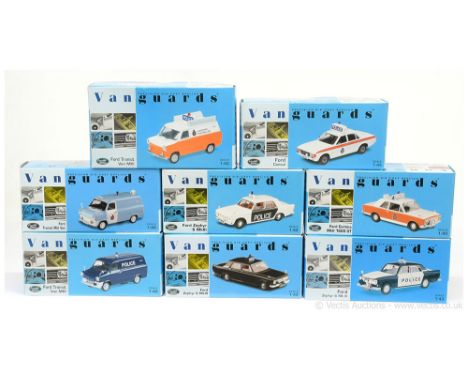 Vanguards (1/43 Scale) a group of Ford "Police" vehicles to include VA04904 Ford Zephyr "Royal Ulster Constabulary"; VA06605 