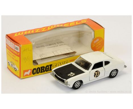 Corgi 303 Ford Capri "Roger Clark's" - finished in white, black bonnet and interior, Whizzwheels, racing number 73 on doors a