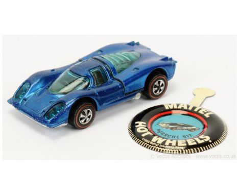 Hot Wheels (Mattel) Redline - 6416 Porsche 917 - metallic blue - Good (does have pitting to all areas) with tinplate button/b