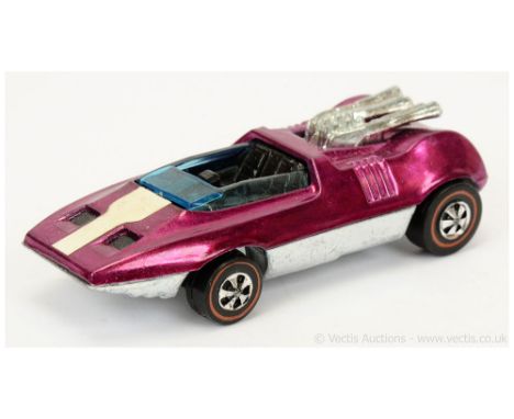 Hot Wheels (Mattel) Redline - 6419 Peepin Bomb - metallic magenta, black interior, blue tinted windscreen with white label at